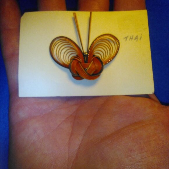 Darling Delicate Handmade In Farm Chiengrai Thailand Brown Butterfly Brooch Pin - Picture 16 of 16